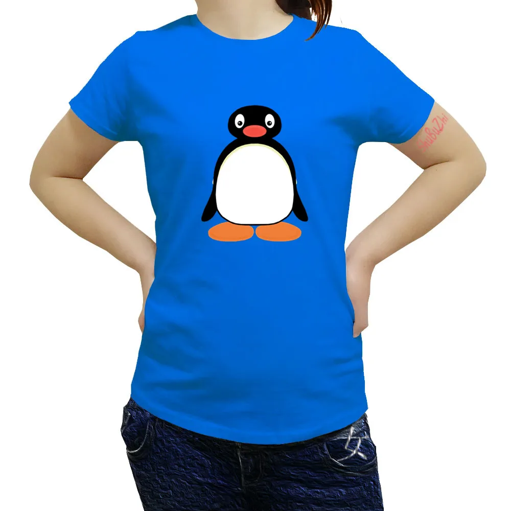 

drop shipping PINGU T-SHIRT ALL SIZES # White cotton tshirts women summer fashion brand tee shirt casual o-neck short sleeve
