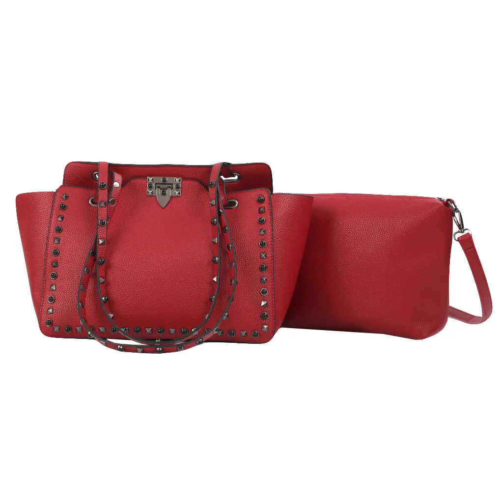 

MAIOUMY 2Pcs Fashion Retro Women Crossbody PVC Handle Rivet Shoulder Bags Simple Leisure Chian Single Shoulder Bags hot June 3