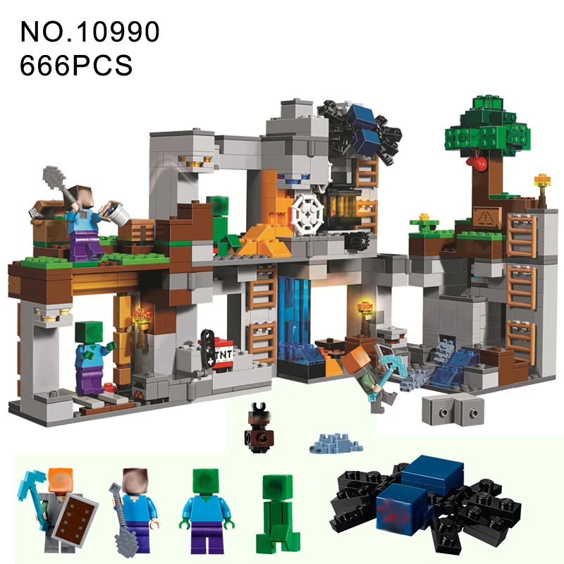 

Minecraftes The Bedrock Adventures Bela New 10990 666pcs Building kits Compatible LegoINGlys Blocks Toy for Children gift 21147