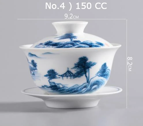 "King tea Mall" Gaiwan tea Tureen "синий и белый Китай" Чайные чашки чайные изделия чайные инструменты чайные наборы подарки 150-170 куб. См - Цвет: 4.D9.2 H8.2 CM 150CC