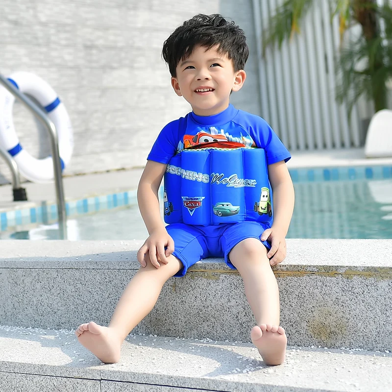 Слитный купальник для детей; цельный купальник; купальный костюм до колена; безопасный защитный поплавок; плавучий купальник для мальчиков
