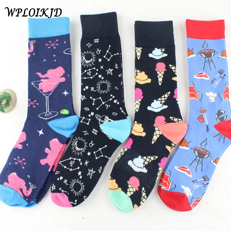 

Classic Creative Harajuku Skateboard Socks Men Ice Cream Elephant Funny Socks Men Star Personality Hip Hop Calcetines Hombre Sox