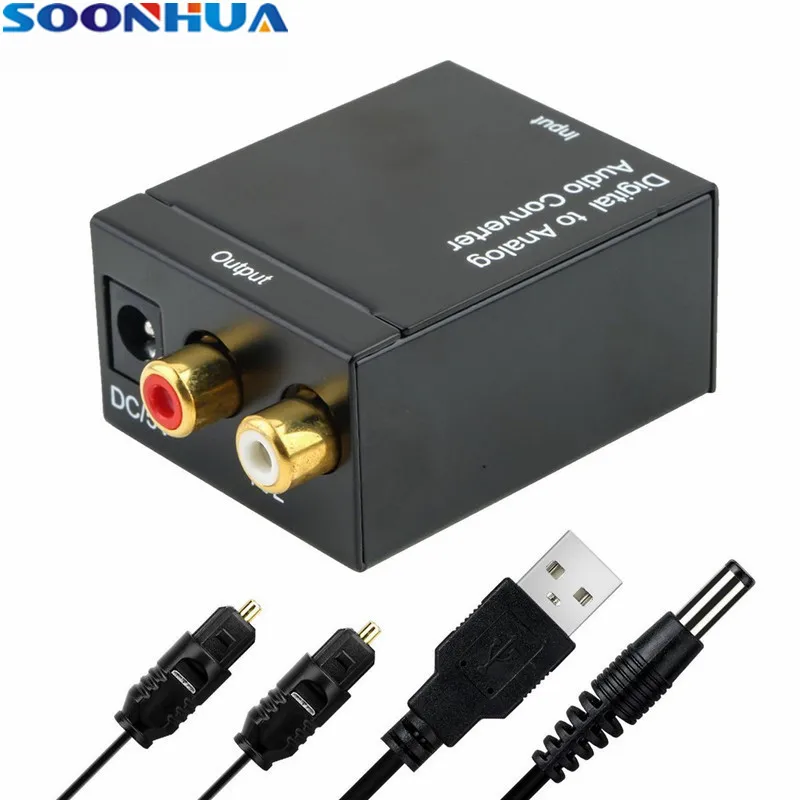 SOONHUA Audio RCA Signal to Analog L/R Adapter Decoder Digital to