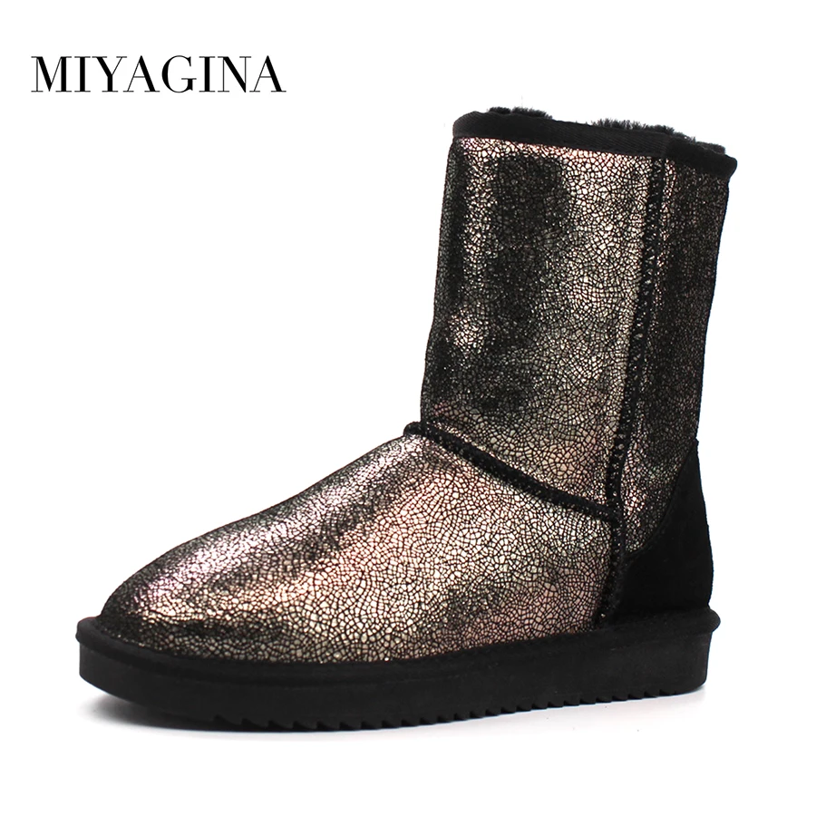 

Top Quality 2019 New Arrival 100% Cowhide Leather Snow Boots Natural Fur Botas Mujer Fashion Winter Real Wool Warm Women Shoes
