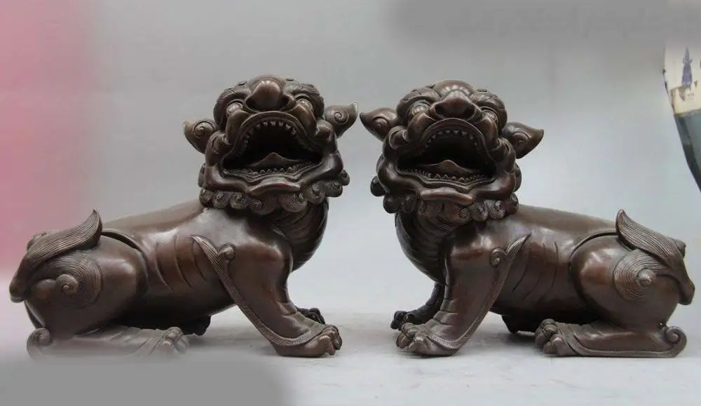 

Chinese Bronze Copper Feng Shui Mascot Exorcise evil spirits Foo Dog Lion Statue