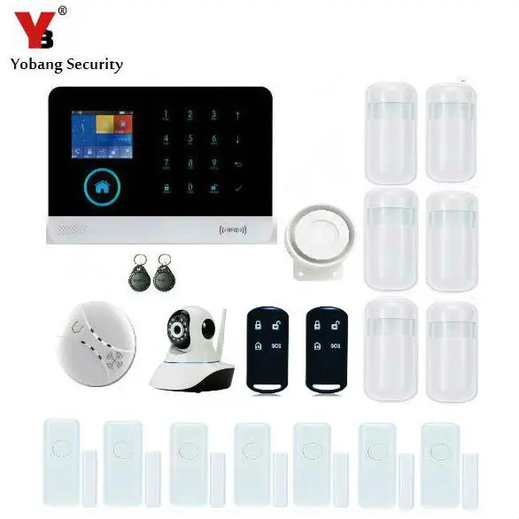 Yobang Security Wireless APP Control HD IP Camera Monitor WIFI GSM Security Alarm System Mini Smart PIR/Door Magnetic Sensor