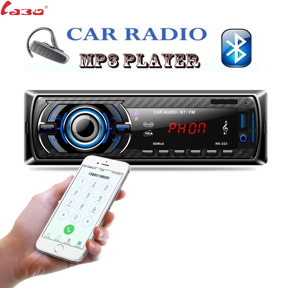 PK 523 Bluetooth Car Stereo Audio In Dash FM MP3 Radio Player with AUX