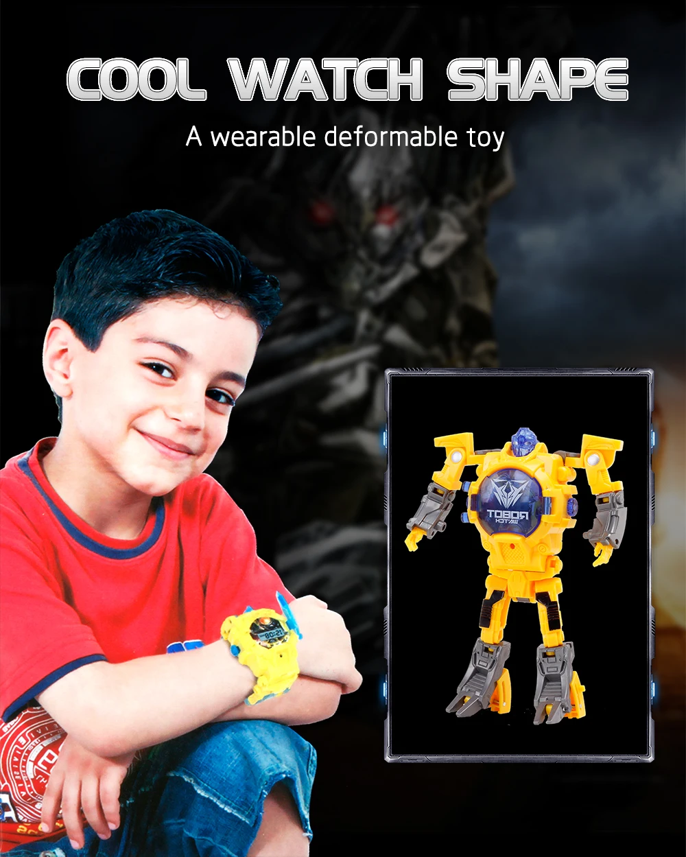 

1pc Creative Kids Wristwatch Transformation Electronic Robot Watch Toy for Children Gift Deform Robot Cartoon Sport Watch Toy