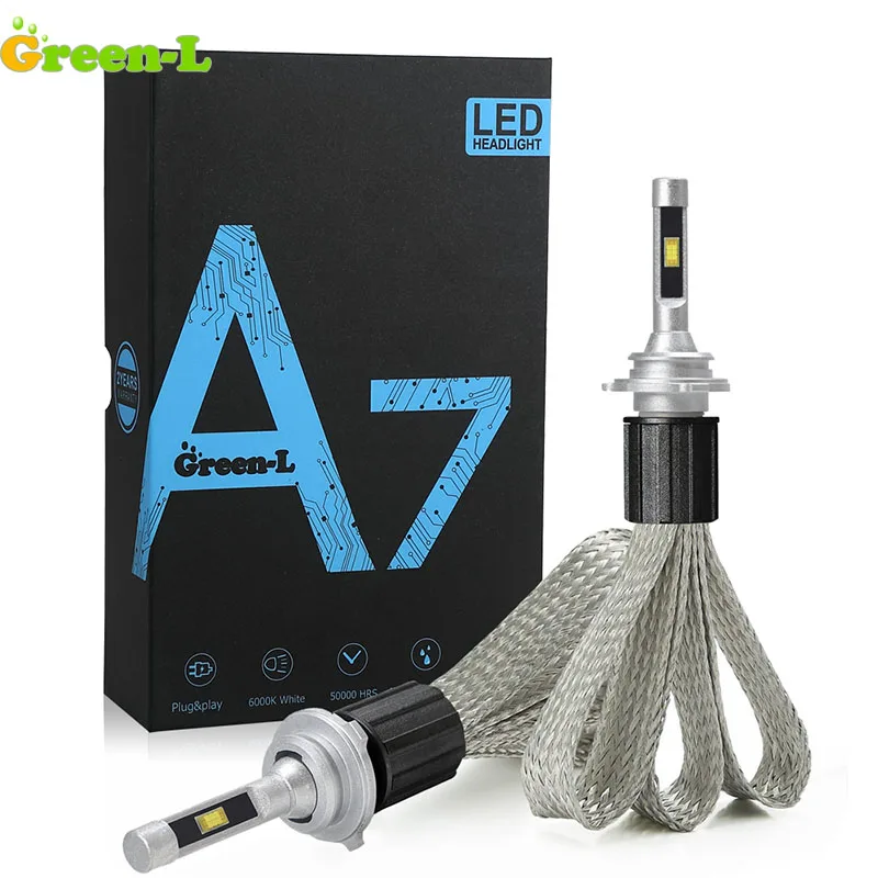 Green L 12V 6000K H4 9003 HB2 H7 9005 HB3 9006 HB4 H1 H3 H7 H11