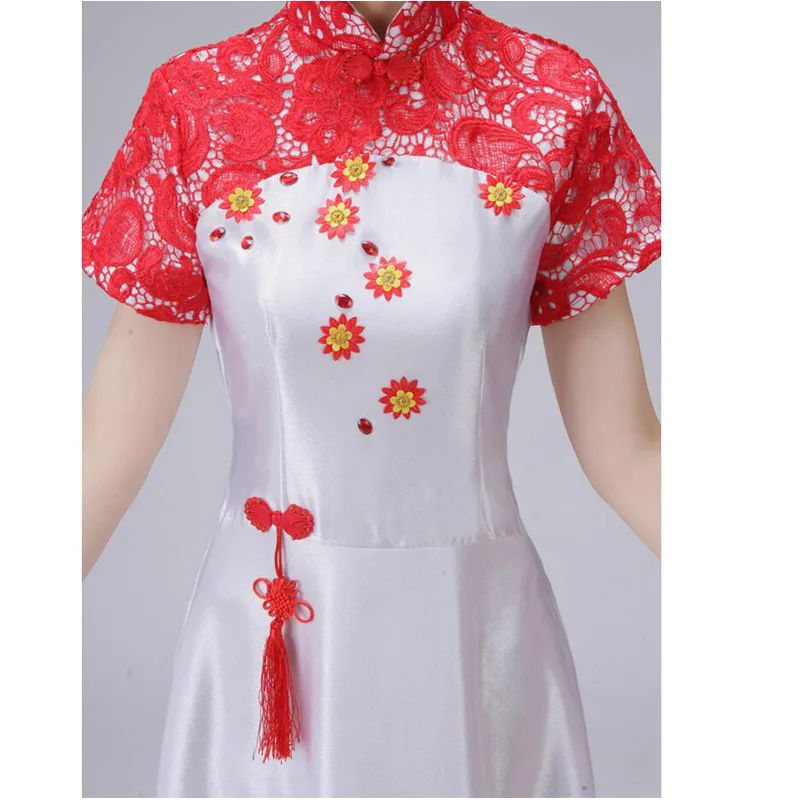 Женская новая сценическая одежда, китайское народное танцевальное платье, традиционное китайское танцевальное шоу, женский хор, костюмы для выступлений guzheng
