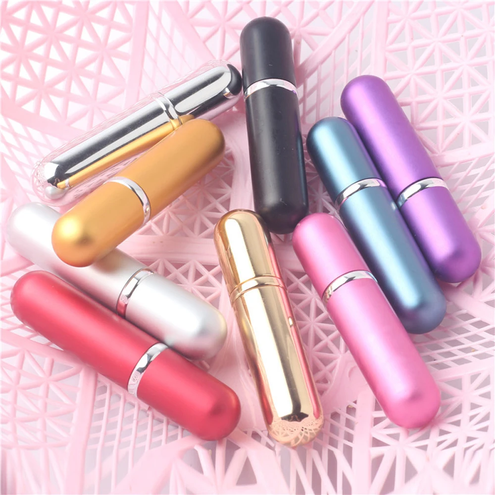 

5ml Fillable Mini Perfume Bottle Aluminum refillable Spray Atomizer Empty Pots Traveler Portable lightweight 9 Colors Available