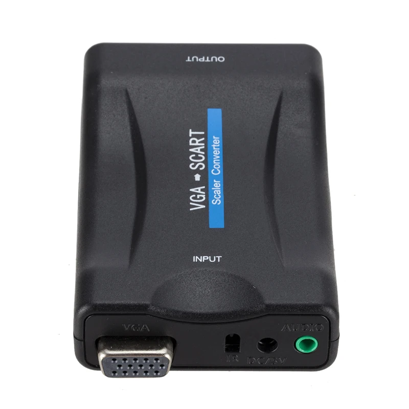 1080P VGA to SCART Video Audio Converter Adapter + Remote Control + USB Cable VGA Cables