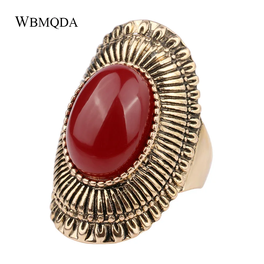 

Bohemian Ring Vintage Antique Gold Color Big Statement Rings For Women Fashion Indian Jewelry 2018 Free Shipping