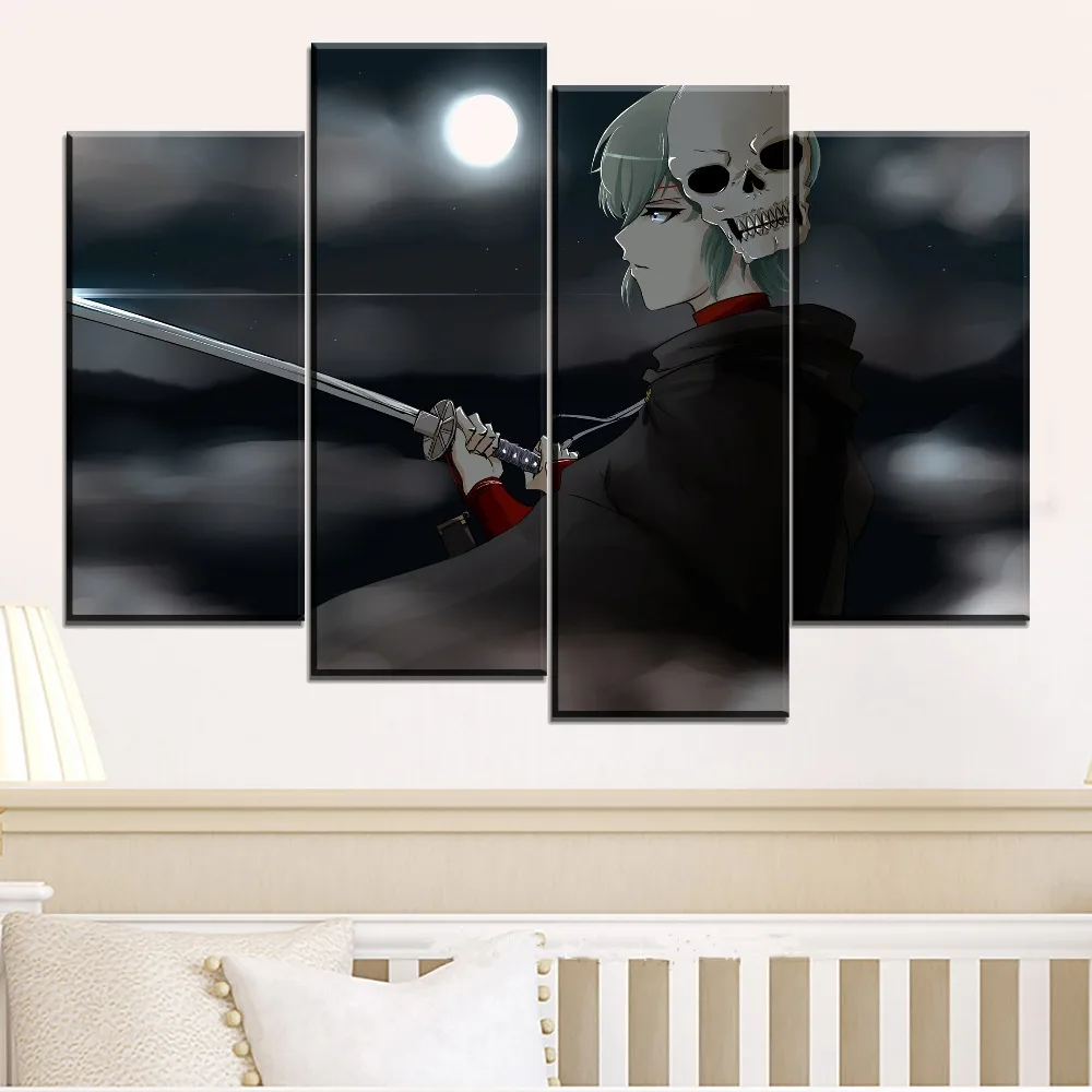 

4 Piece Modern Painting Ikeda Asaemon Canvas Printed Wall Art Modular Pictures Home Decor For Living Room Anime Gintama Poster