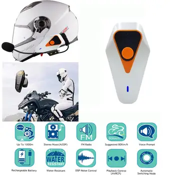 

Kuulee IPX5 1000m Waterproof Motorcycle Helmet Bluetooth Wireless Headset Handsfree Motorcycle Bluetooth Intercom