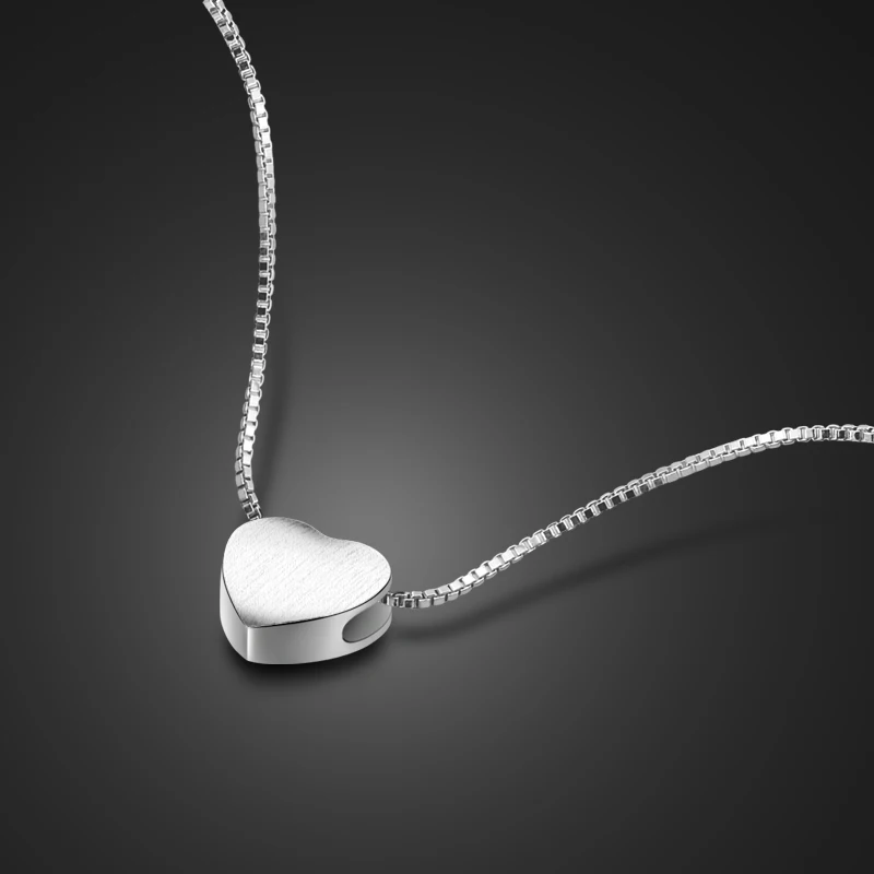 

Heart Shape Brushed Choker Necklace for Women & Girl 925 sterling silver Chain Tiny Heart Pendant 100% solid silver jewelry