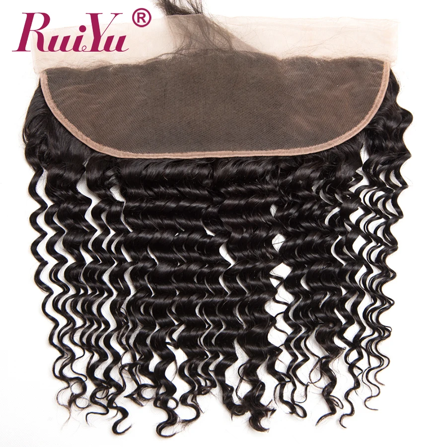 RUIYU Hair Brazilian Deep Weave Closure 13x4 Ear To Ear Lace Frontal Closure With Baby Hair Non-remy Human Hair 130% Density RUIYU Hair Brazilian Deep Weave Closure 13x4 Ear To Ear Lace Frontal Closure With Baby Hair Non-remy Human Hair 130% Density