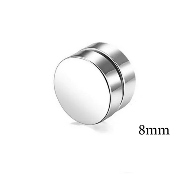 Серьги-клипсы, крутой магнит, нержавеющая сталь, без пирсинга, магнитные уши для мужчин, панк, для женщин, трендовые ювелирные серьги - Окраска металла: Silver 8mm