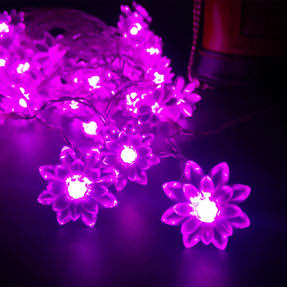 Holiday Lighting Fairy Lights Lotus Flower LED String Light For Garland Christmas Wedding Decoration - purple