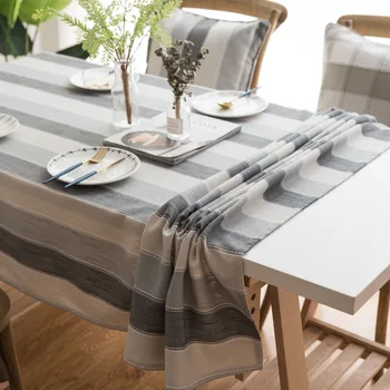

Customize Linen Cotton Tablecloth Japan Style Yellow Striped Dustproof Tea Table cloth Rectangle Kitchen Restaurant Table Cover