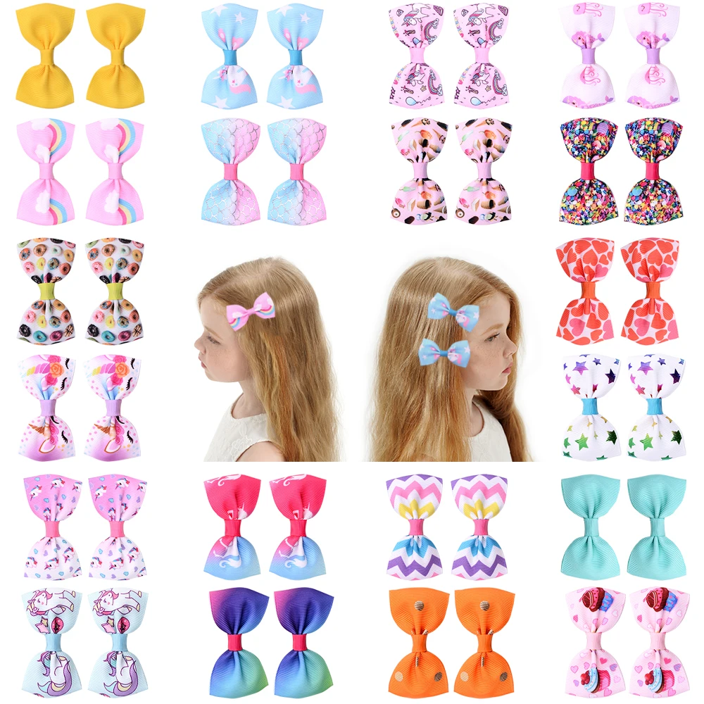 

20 Colors 1 pcs Kids Unicorn Small Bowknot Hairgrips Mini Colorful Ribbow Bow Safety Children Clips Hair Accessories 032