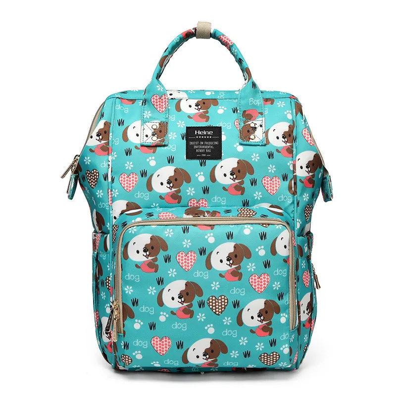 Heine New Products Cartoon Puppy Fashion Camo Printed Mummy Travel Shoulder Backpack Bag 1