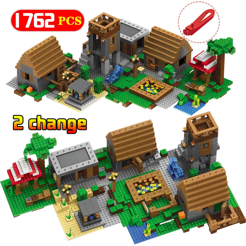 

My World Series Building Blocks Legoing Minecrafted Village The Farm Mini Kits Figures Educational Toys For Children 1762PCS