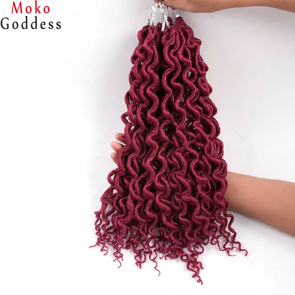 MoKoGoddess 5 шт. Faux locs Curly волосы кроше для наращивания 16 дюймов 24 подставки/упаковка высокотемпературное волокно синтетические волосы