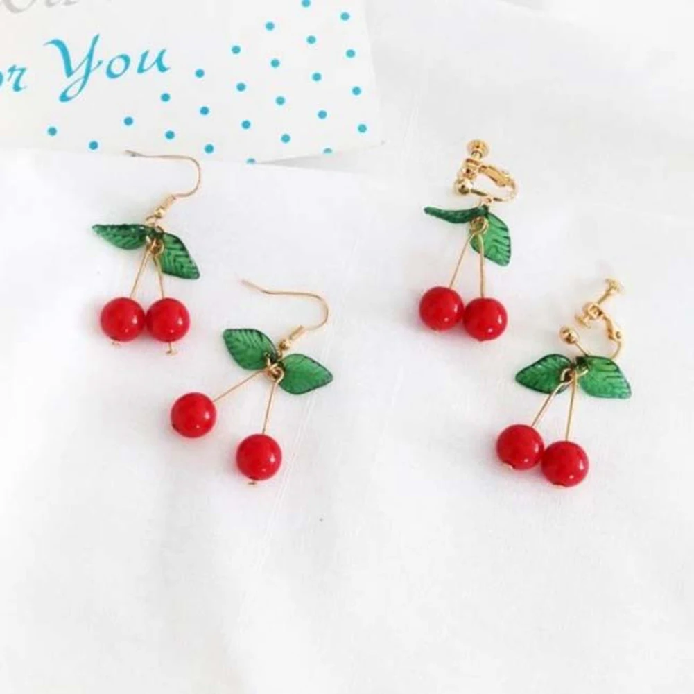 

Sweet fruit fresh girl students earrings cherry eardrop female fashion youth beautiful