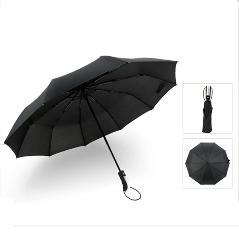 

Hot Selling Fully-automatic Folding Sunny and Rainy Umbrella Business Black Golf Umbrella Men Windproof Anti-UV Umbrella