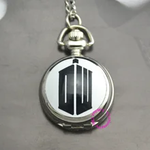 wholesale hot fashion cartoon black DW Doctor Who Pocket font b Watch b font silver Necklace