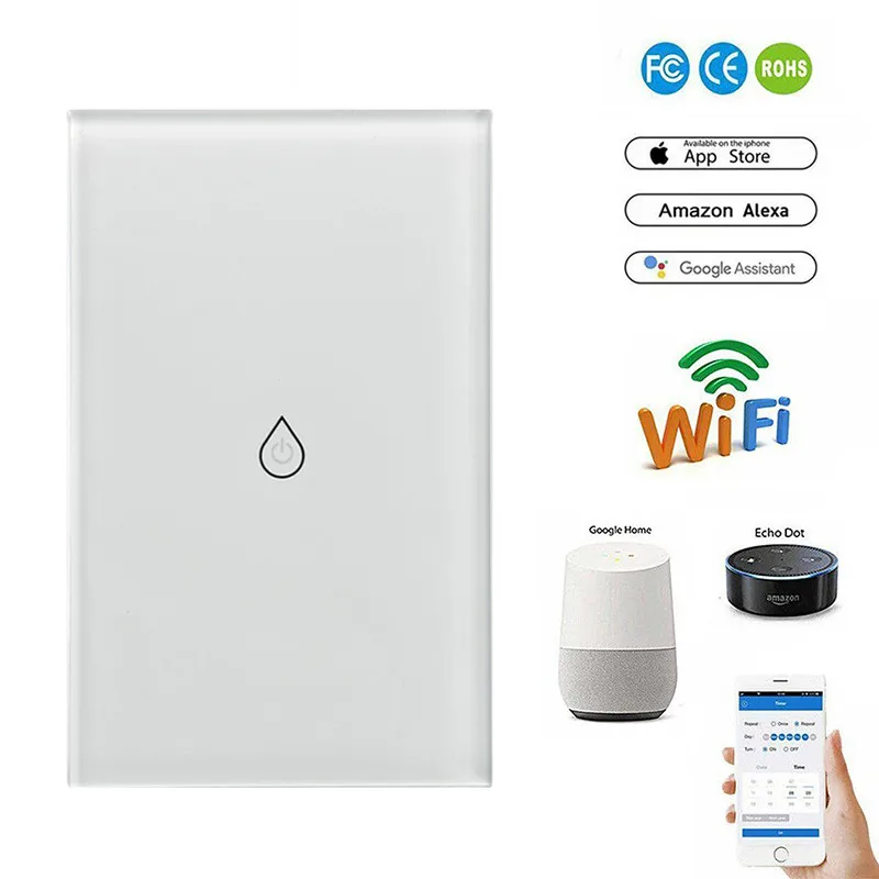 

Interruptor de calentador de agua Wifi inteligente de EE. UU., caldera Wifi, Control remoto, Panel táctil, temporizador, trabajo al aire libre, Alexa Google Home XNC