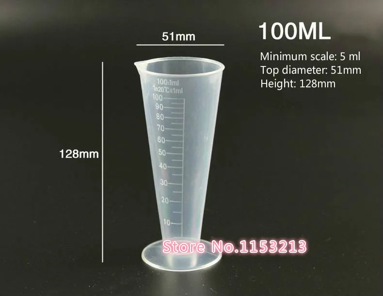 5 шт. 100 мл прозрачный конический пластик градуированная лабораторная измеряемость чашка PP треугольник мерный цилиндр пекарь лабораторных принадлежностей