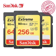 SanDisk Memory Card Extreme SDHC/SDXC SD Card 16GB 32GB 64GB 128GB 256GB Class10 C10 U3 V30 90MB/s UHS-I For Camera SDXVE