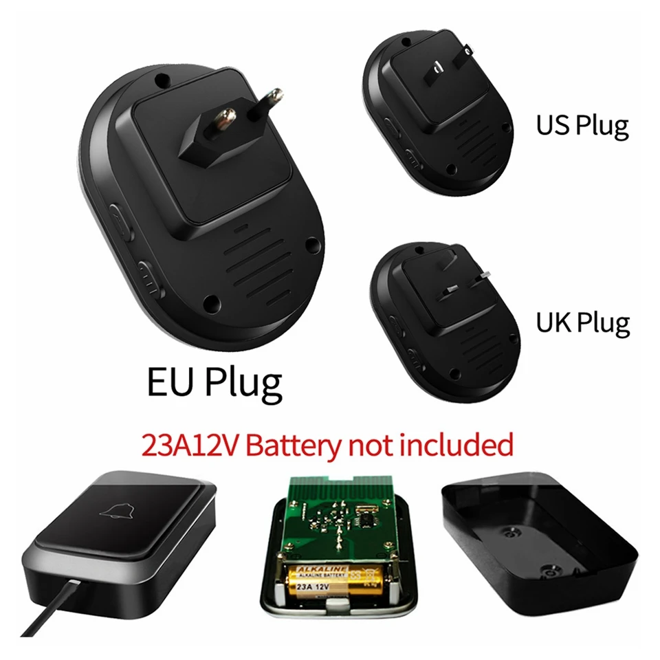 Home Intelligent Waterproof Wireless Doorbell 300M Remote US EU UK AU Plug 2 Buttons 1 Receiver Smart Door Bell Chime 110-220V Home Intelligent Waterproof Wireless Doorbell 300M Remote US EU UK AU Plug 2 Buttons 1 Receiver Smart Door Bell Chime 110-220V