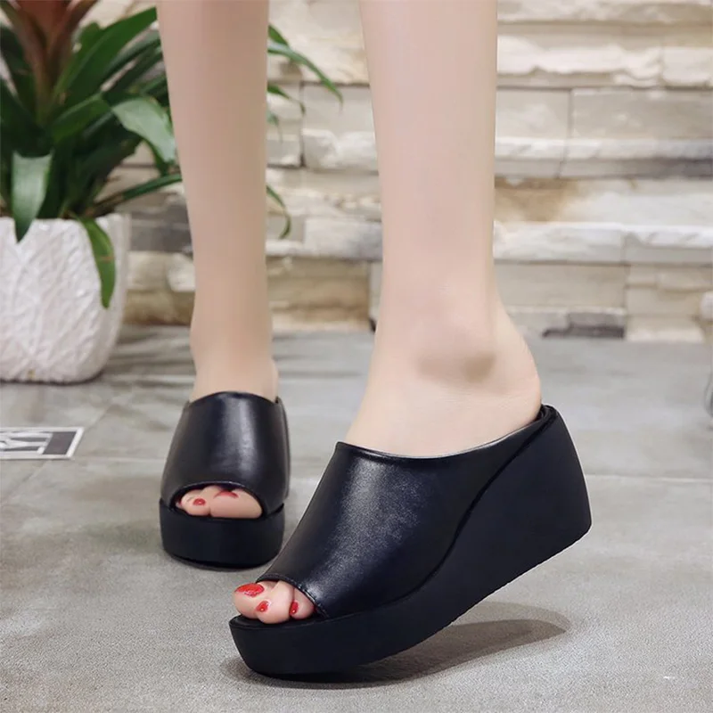 Flops Slip US:6.5, Brown Lady Flats Thick Bottom Sandals Beach Anti-Slip Shoes Casual Post Slippers Womens Platform Flip