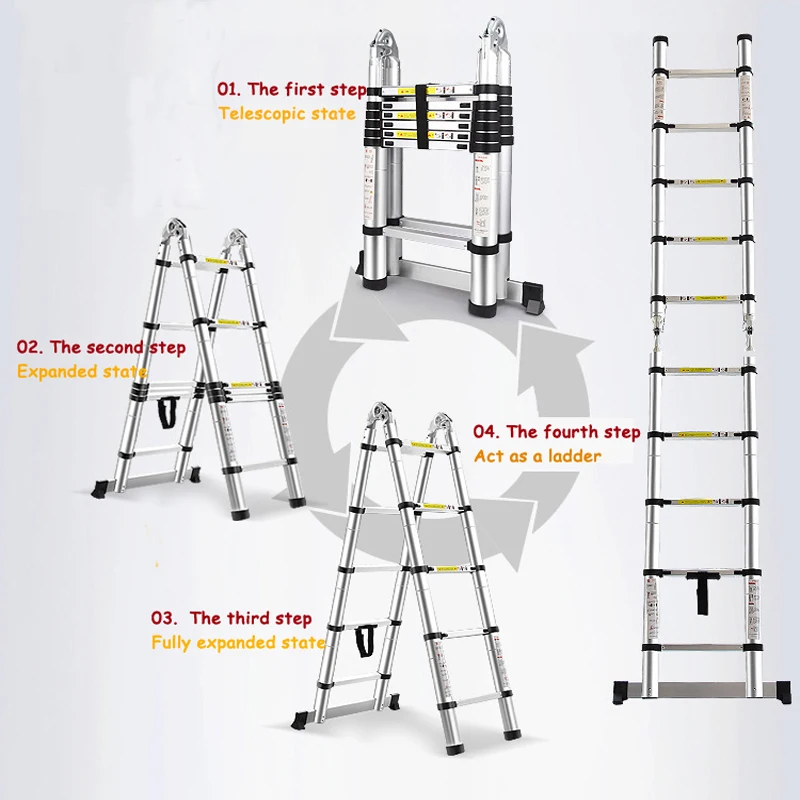 Multifunctional Telescopic Ladder Aluminum Alloy Articulated Extendable For Home Multipurpose Folding Step Ladder Portable 