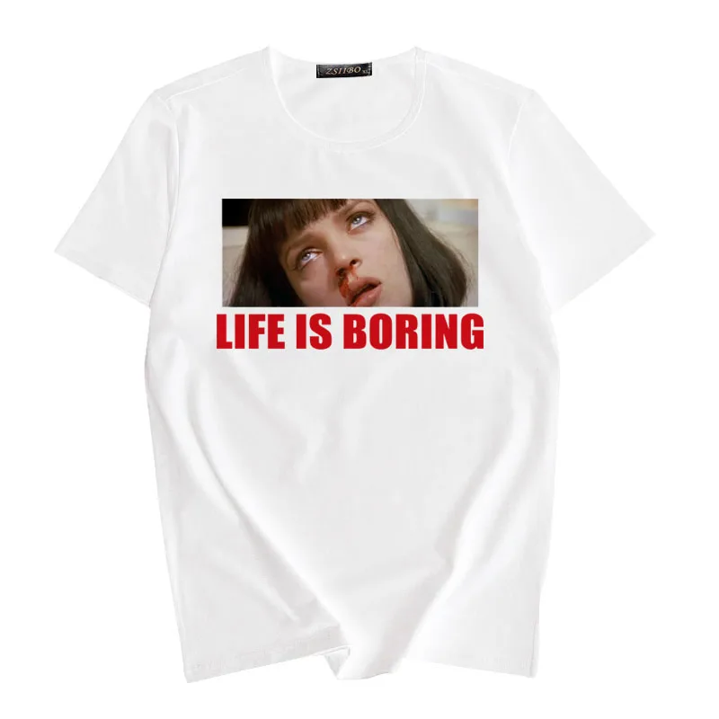 Женская футболка в стиле Харадзюку С буквенным принтом Life is Boring, Повседневная Новая модная повседневная Летняя футболка Ulzzang в стиле ретро
