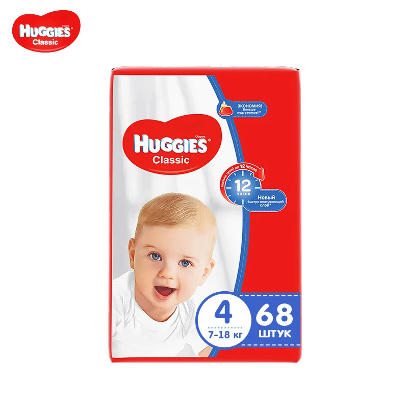 

Huggies подгузники Classic 4 (7-18 кг) 68 шт.