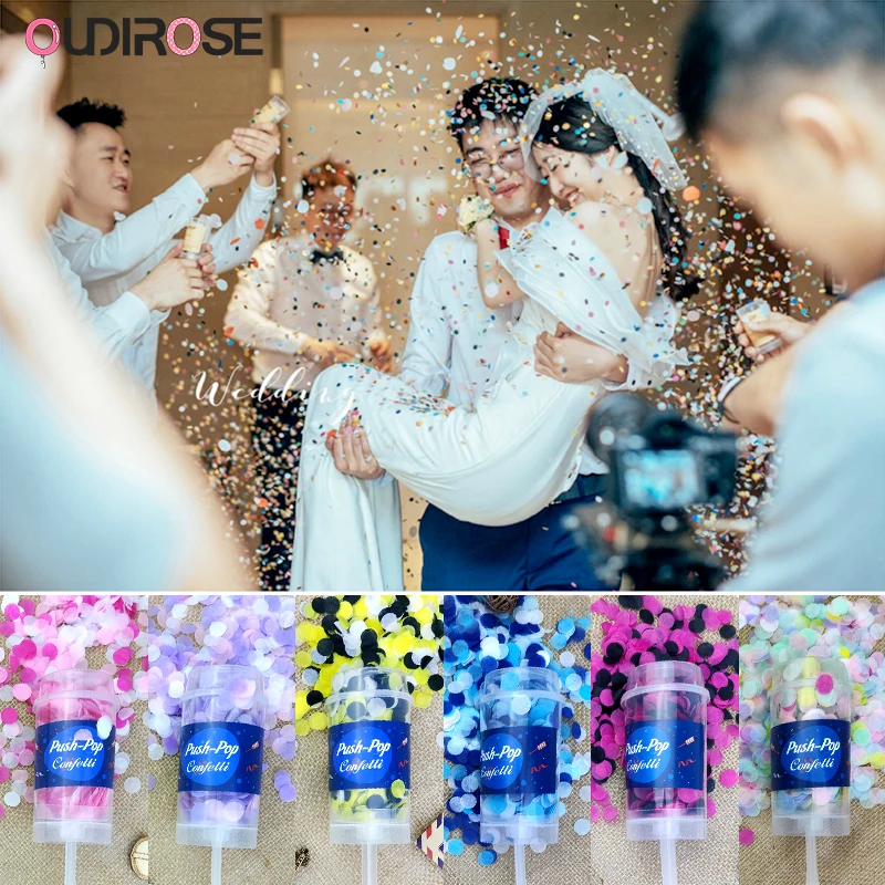 

Push-Pop Confett Wedding Cannons Handheld Spray Confetti Fireworks Paper String Celebration Happy Birthday Party Decoration