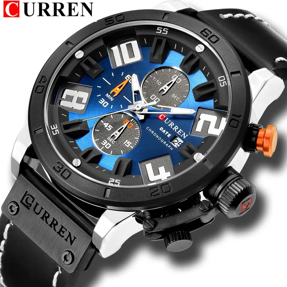 

Curren Men's Watches Top Luxury Watch Men Military Leather Sports Watches Waterproof Clock Quartz Wristwatches