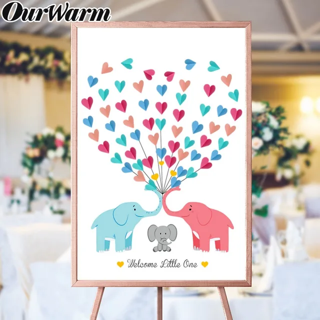 Ourwarm Diy Guest Book Kids Birthday Gift Elephant Signature Canvas