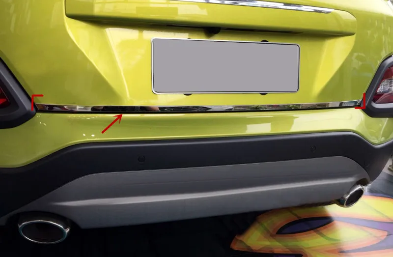 Для hyundai Kona Энсино задний багажник Tailgate Lid нижней полосы крышка отделка Нержавеющая сталь автомобиль-Стайлинг Аксессуары