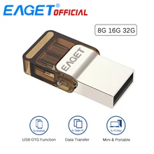 EAGET Micro USB OTG USB Flash Drives Pen Drive 32G Pendrive 16GB 8GB Memory Stick External Storage for Xiaomi Phone Laptop PC