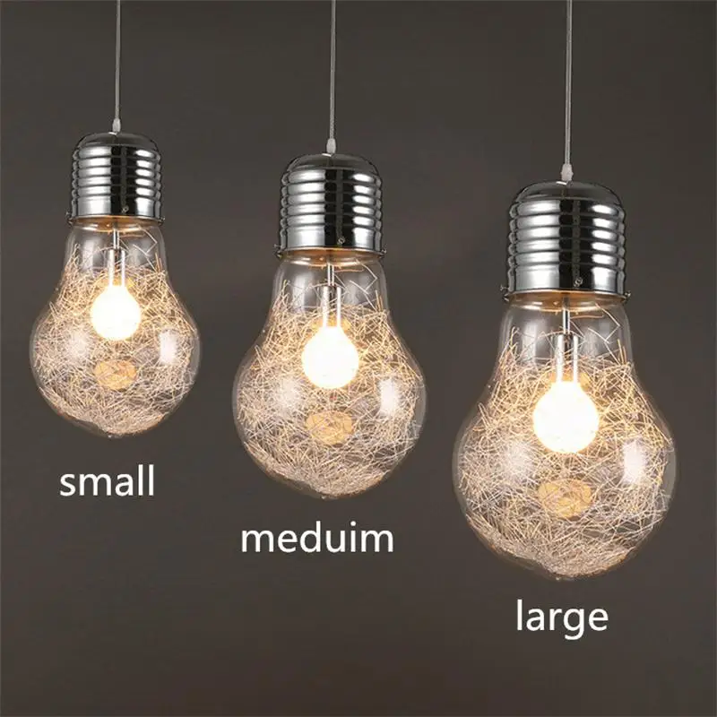Creative Big Bulb Shape Pendant Light Transparent Glass E27