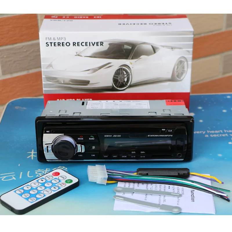 12 V del coche de Bluetooth Radio FM estéreo MP3 de Audio 5V-Charger USB SD AUX Auto electrónica en-Dash Autoradio 1 DIN NO DVD JSD-520