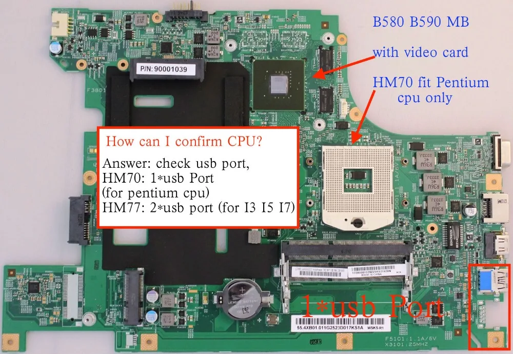 

Free Shipping NEW B590 B590 Motherboard For Lenovo B590 B580 laptop PC with Nvidia GPU HM70