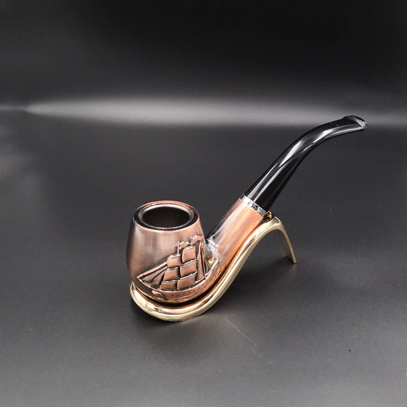 Copper Color Resistant Pipe Filter Smoking Pipes Herb Tobacco Pipes Narguile Grinder Resin Cigarette Holder Hookah