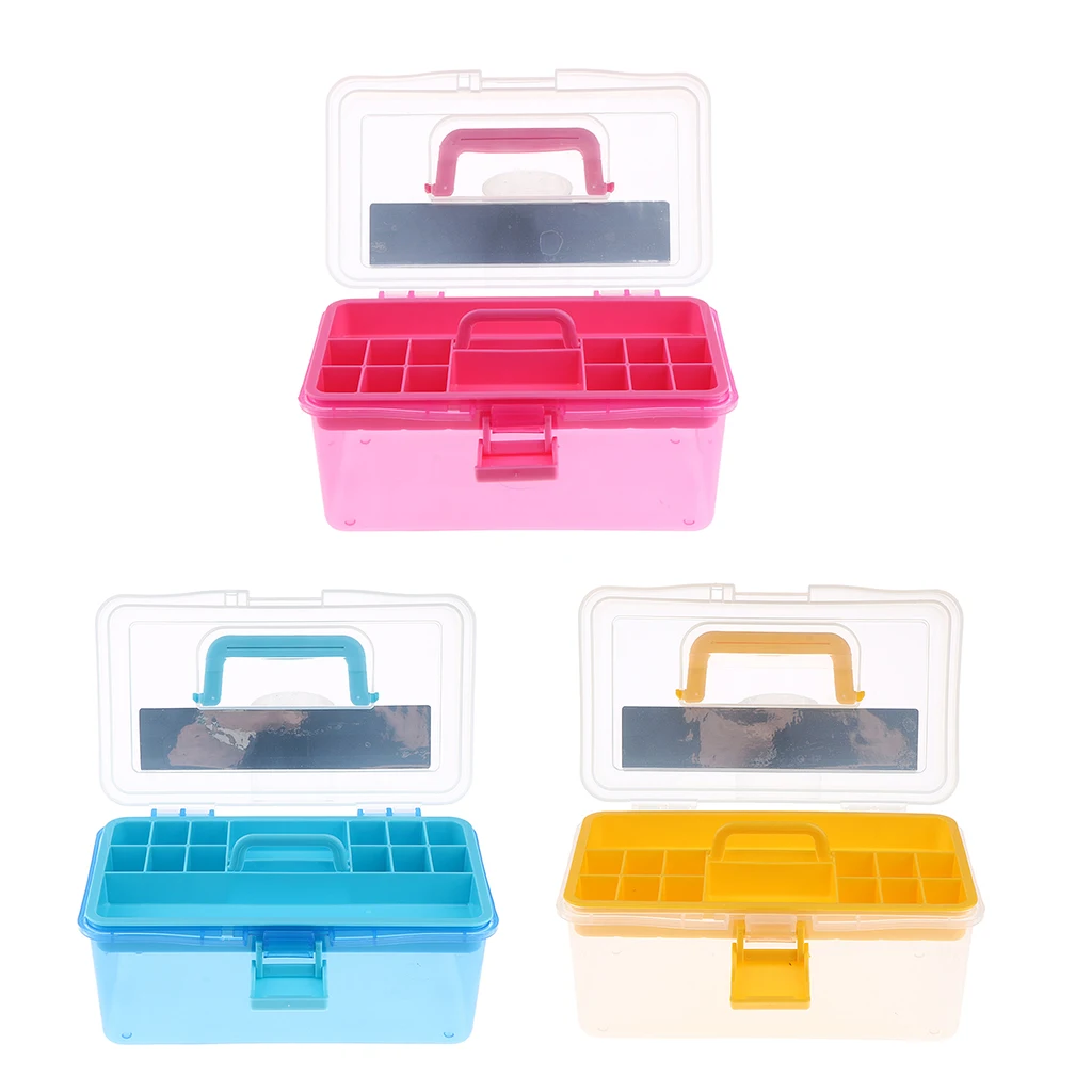 Super Satchel Double Deep with Removable Dividers,Nail Art Tools and Crafts Storage Container Box with Handle,Transparent