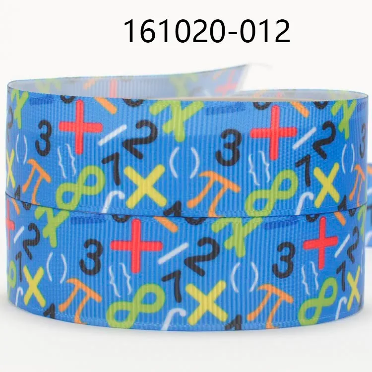 NEW sales 50 yards blue letter math ribbon bows printed grosgrain ...
